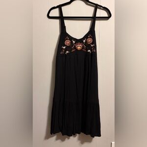 Arizona Jean Company Black Dress with Brown Embroidery Knee Length